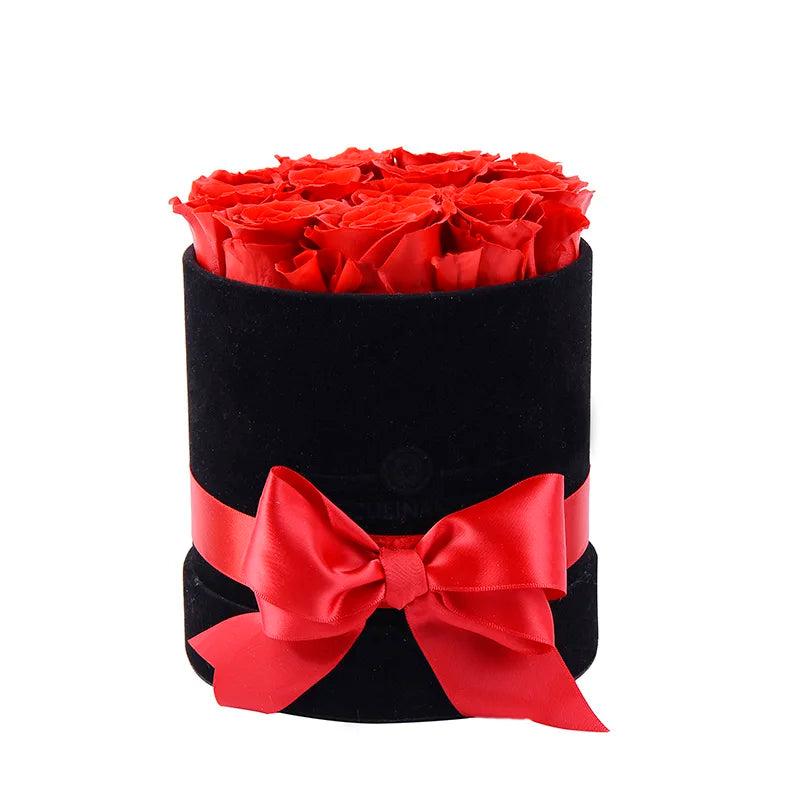 Low MOQ custom logo round preserved rainbow flower paper box luxury long lasting roses