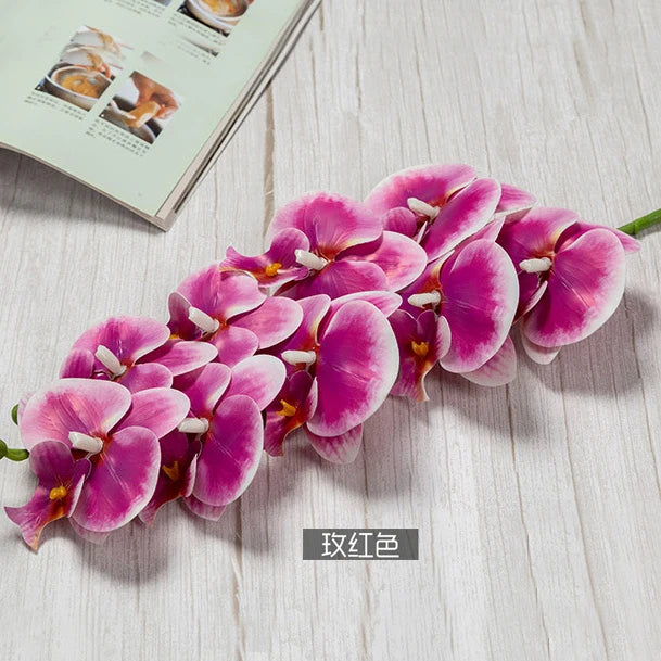 3D 9 Heads Butterfly Dendrobium Orchid Plants Centerpiece Flower Real Touch Artificial Latex Orchids for Wedding