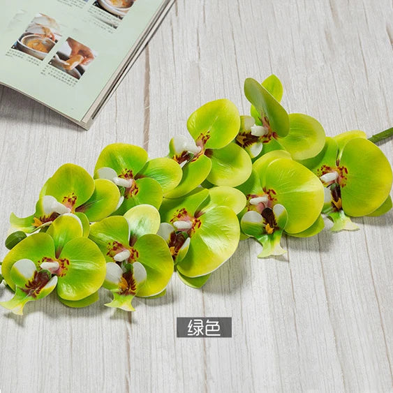 3D 9 Heads Butterfly Dendrobium Orchid Plants Centerpiece Flower Real Touch Artificial Latex Orchids for Wedding