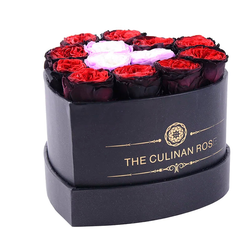 Custom Valentine Gifts small preserved flowers eternal rose in heart box luxury
