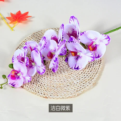 3D 9 Heads Butterfly Dendrobium Orchid Plants Centerpiece Flower Real Touch Artificial Latex Orchids for Wedding