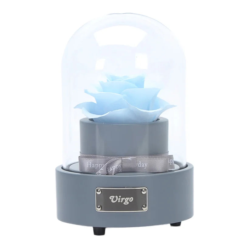 wholesale forever roses preserved flower rose music box in glass with music