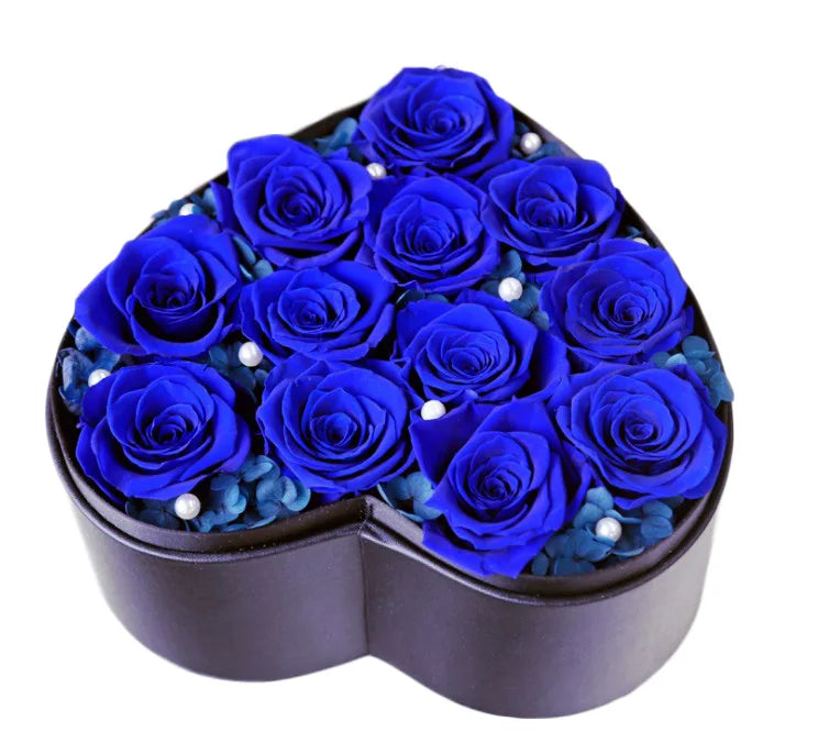 Popular Luxury Heart Shape Preserved Rose Flower Girlfriend Gift Valentine Rose Box