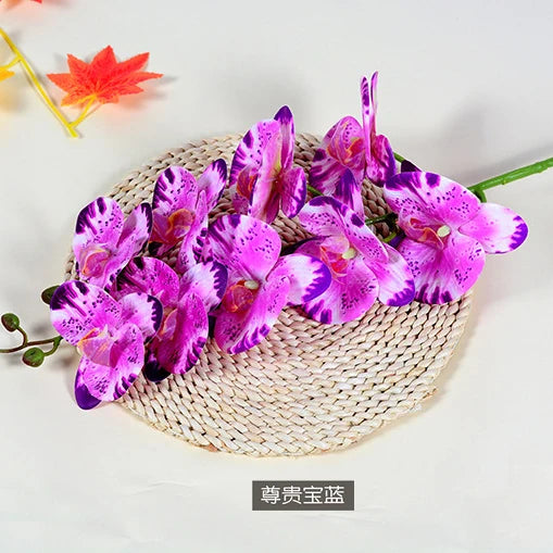 3D 9 Heads Butterfly Dendrobium Orchid Plants Centerpiece Flower Real Touch Artificial Latex Orchids for Wedding