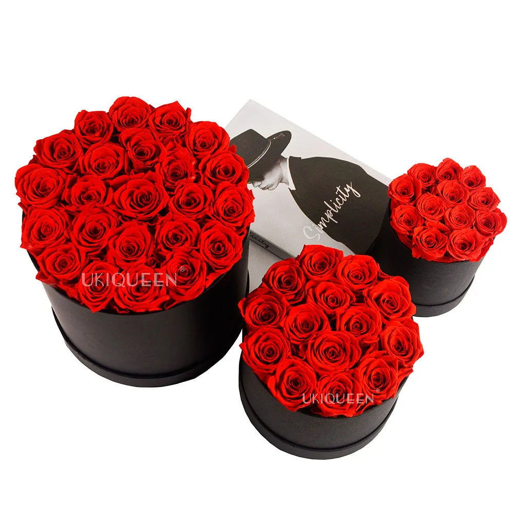 Custom Valentine Gifts large luxury preserved roses round box