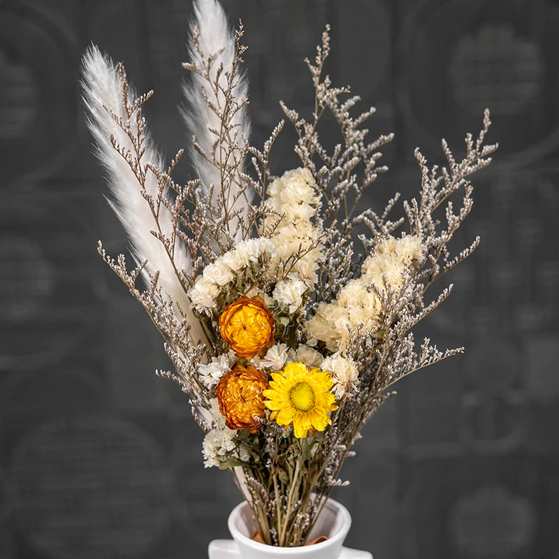 Dry Real Natural Plant Home Wedding Bridal Decor Flower Bunches Arrangements Preserved Dried Flowers Bouquet