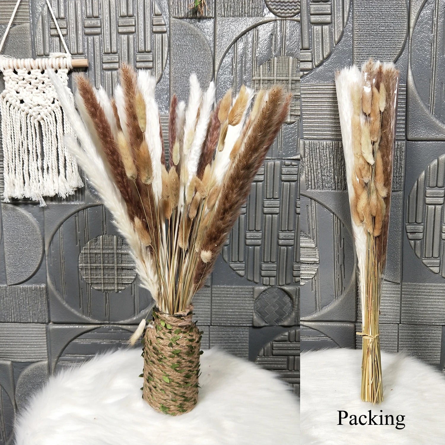 Boho Decor Bunny tails Pampass Dried Flower Arrangements Lagurus Ovatus Tall Pampas Pompas Grass Bouquet