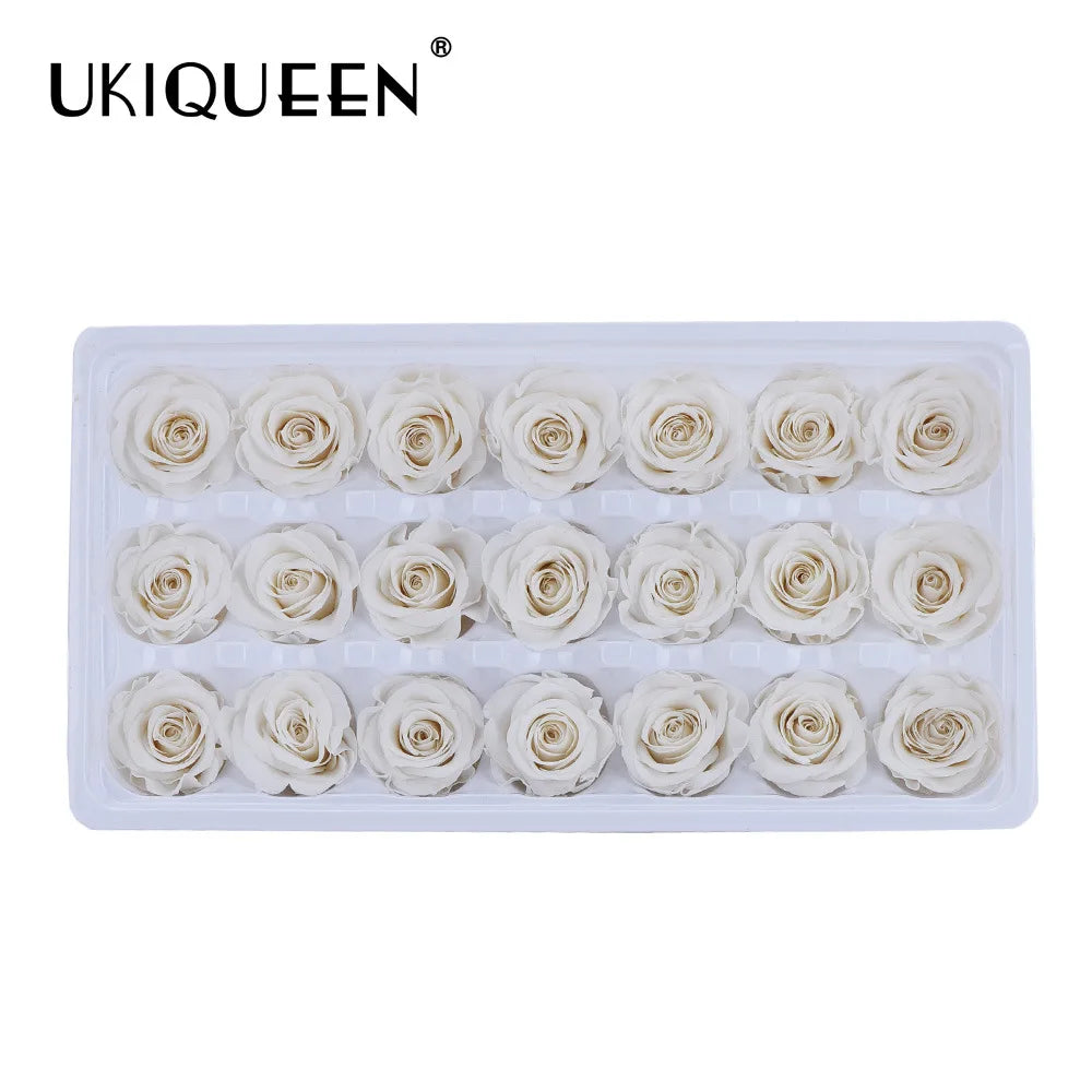 UKIQUEEN   Real Natural Everlasting Immortal Forever Eternal Long Life Lasting Preserved Rose Head for Valentine's Day