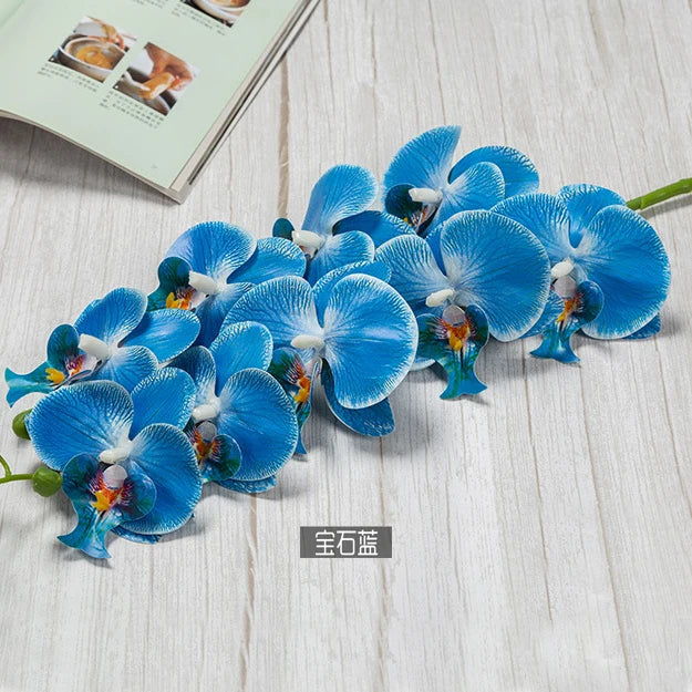 3D 9 Heads Butterfly Dendrobium Orchid Plants Centerpiece Flower Real Touch Artificial Latex Orchids for Wedding