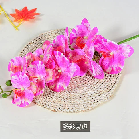 3D 9 Heads Butterfly Dendrobium Orchid Plants Centerpiece Flower Real Touch Artificial Latex Orchids for Wedding