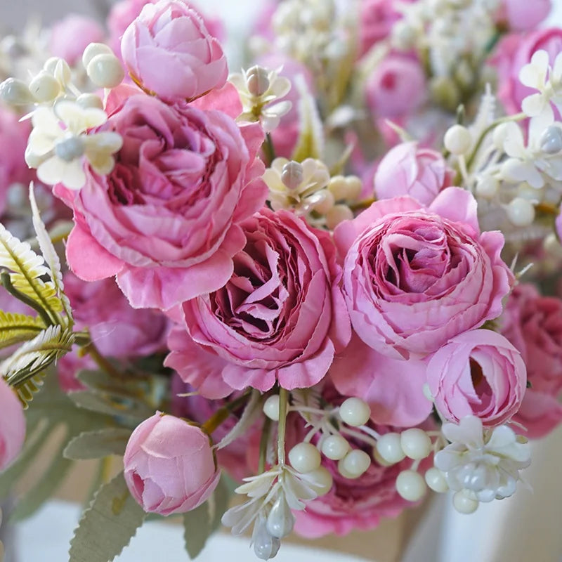 Decorative Artificial Peony Rose Bouquet Head Silk Centerpiece Flower Artificial Flowers For Sale