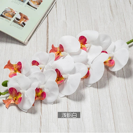 3D 9 Heads Butterfly Dendrobium Orchid Plants Centerpiece Flower Real Touch Artificial Latex Orchids for Wedding
