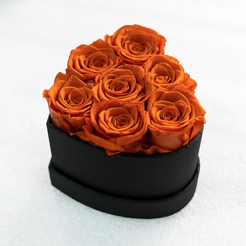 Custom Valentine Gifts small preserved flowers eternal rose in heart box luxury