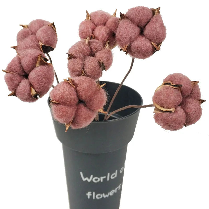 Natural One Cotton Branch Fall Decorative Dried Flowers White Cotton Stems For Floral Arrangements