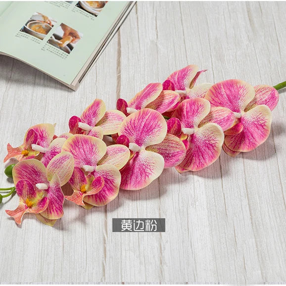 3D 9 Heads Butterfly Dendrobium Orchid Plants Centerpiece Flower Real Touch Artificial Latex Orchids for Wedding