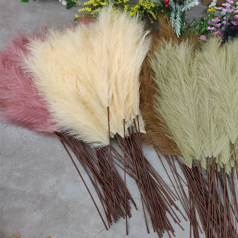 Artificial Dried Feather Wedding Decorative Flowers  Fluffy Faux Pampas Grass Artificial