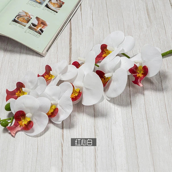 3D 9 Heads Butterfly Dendrobium Orchid Plants Centerpiece Flower Real Touch Artificial Latex Orchids for Wedding