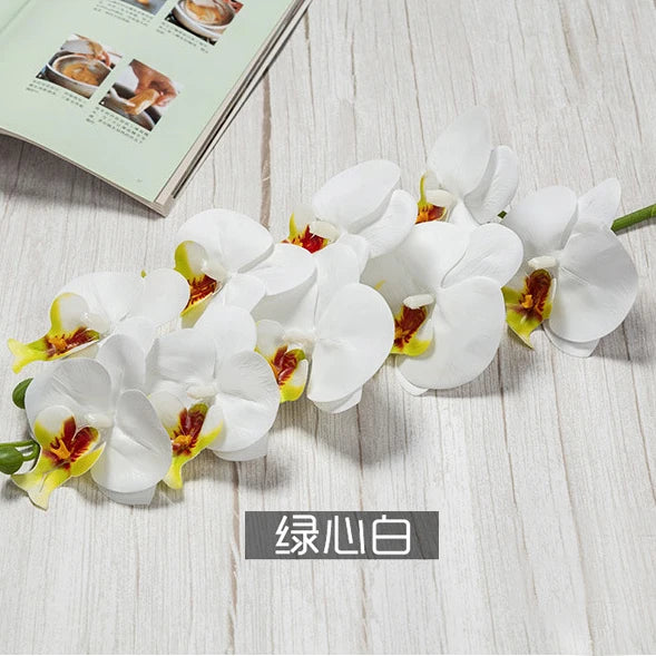 3D 9 Heads Butterfly Dendrobium Orchid Plants Centerpiece Flower Real Touch Artificial Latex Orchids for Wedding