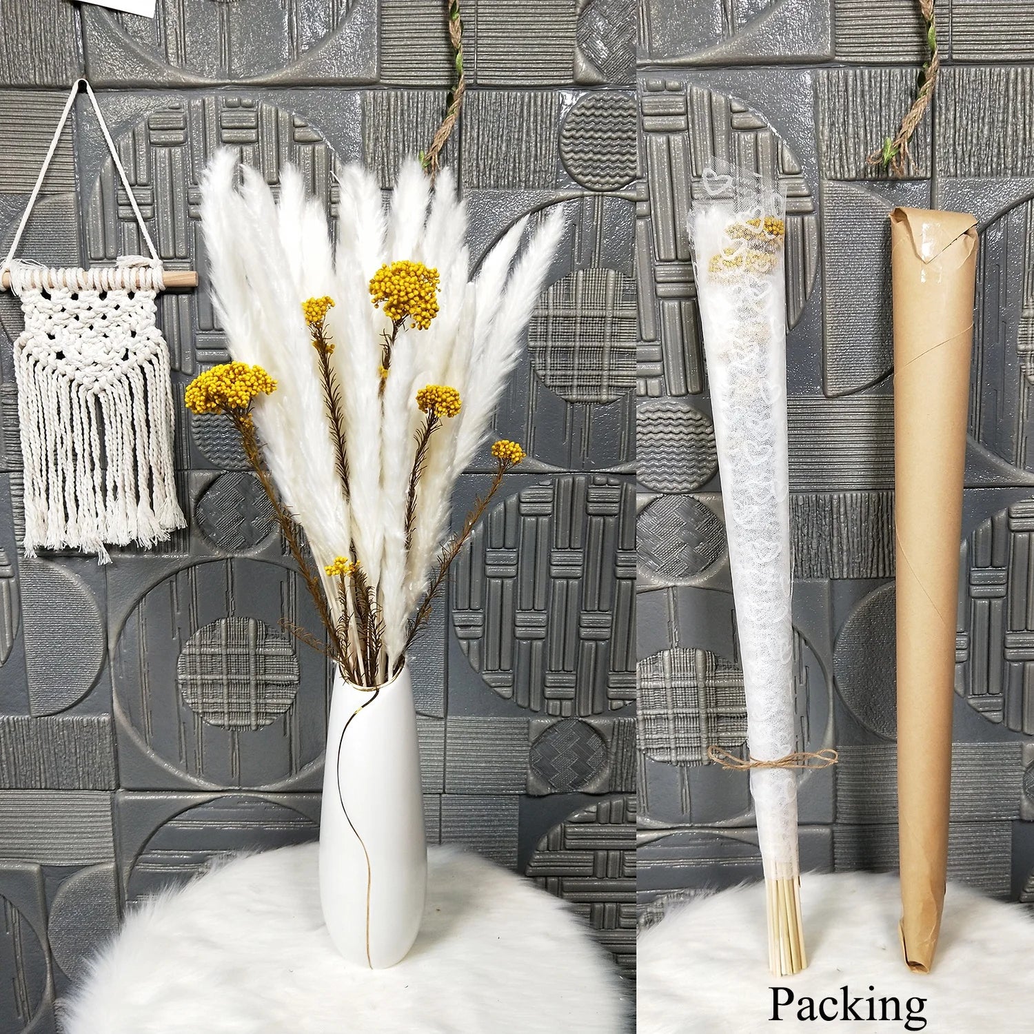 Boho Decor Bunny tails Pampass Dried Flower Arrangements Lagurus Ovatus Tall Pampas Pompas Grass Bouquet