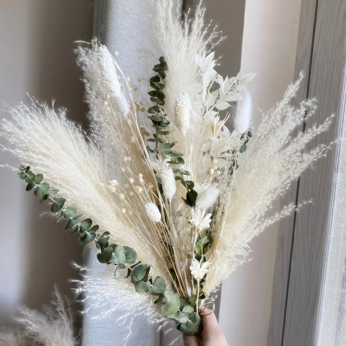 Boho Decor Bunny tails Pampass Dried Flower Arrangements Lagurus Ovatus Tall Pampas Pompas Grass Bouquet