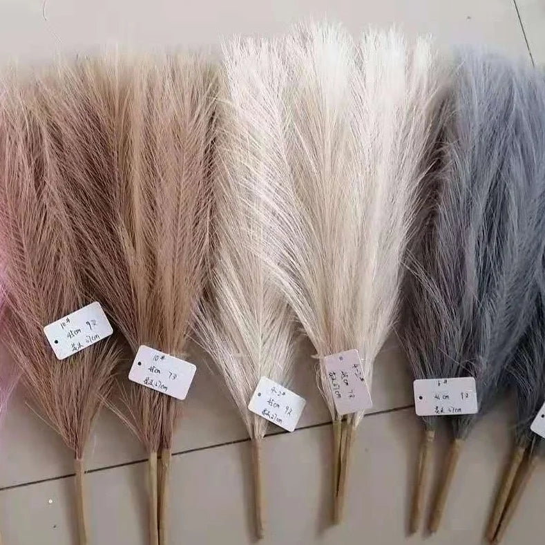 45cm 17 inches Beige Pampass Faux Artificial Silk Plant Decorative Flowers Pampas Grass Artificial for Home Fall Decoration