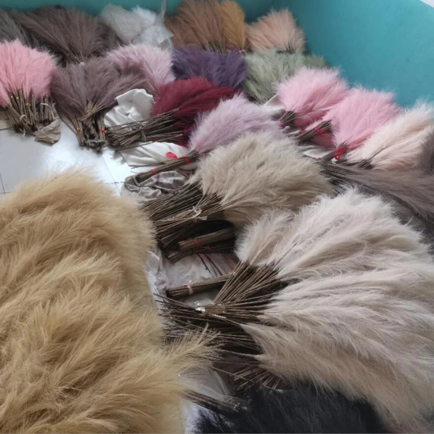 Artificial Dried Feather Wedding Decorative Flowers  Fluffy Faux Pampas Grass Artificial