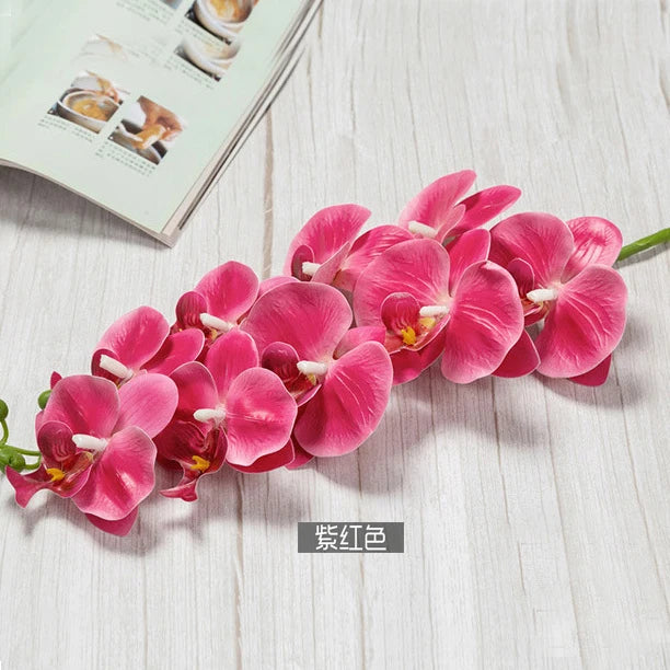 3D 9 Heads Butterfly Dendrobium Orchid Plants Centerpiece Flower Real Touch Artificial Latex Orchids for Wedding