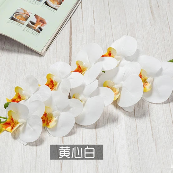 3D 9 Heads Butterfly Dendrobium Orchid Plants Centerpiece Flower Real Touch Artificial Latex Orchids for Wedding