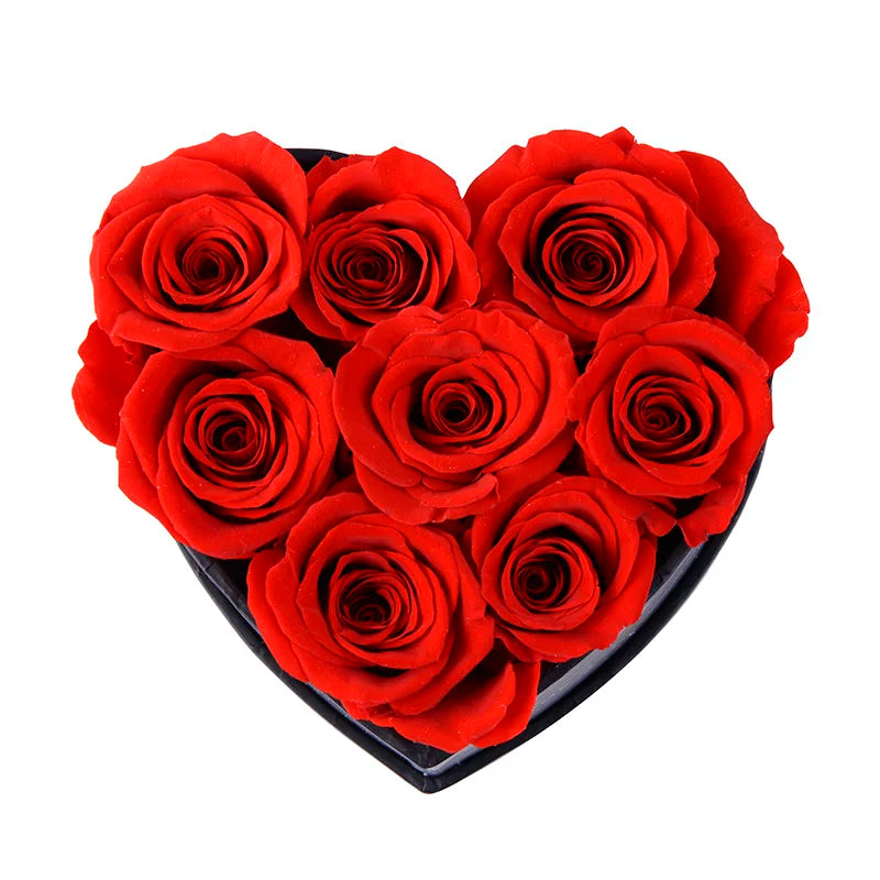 Custom Valentine Gifts small preserved flowers eternal rose in heart box luxury
